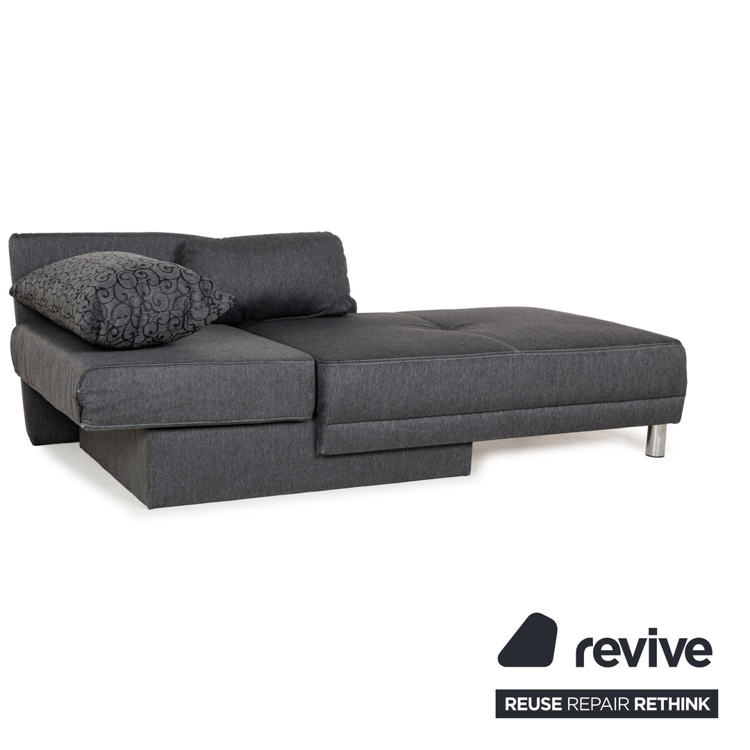 Fabric sofa bed lounger grey manual function sleeping function