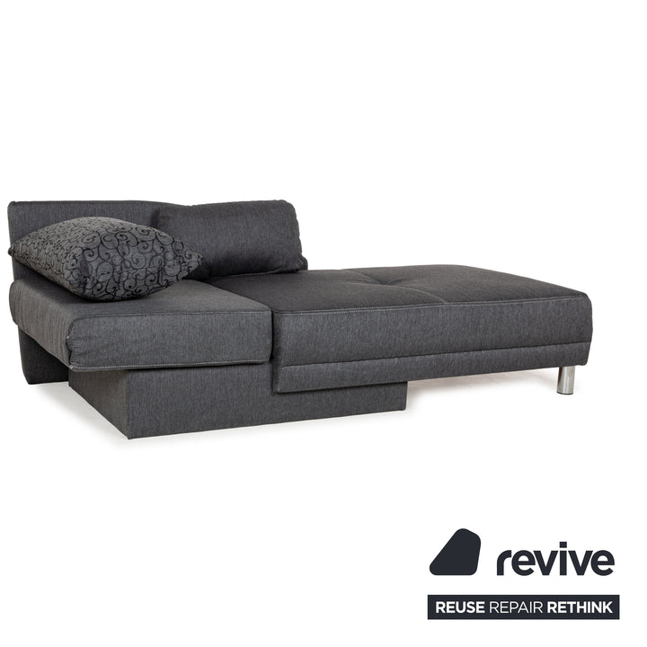 Fabric sofa bed lounger grey manual function sleeping function