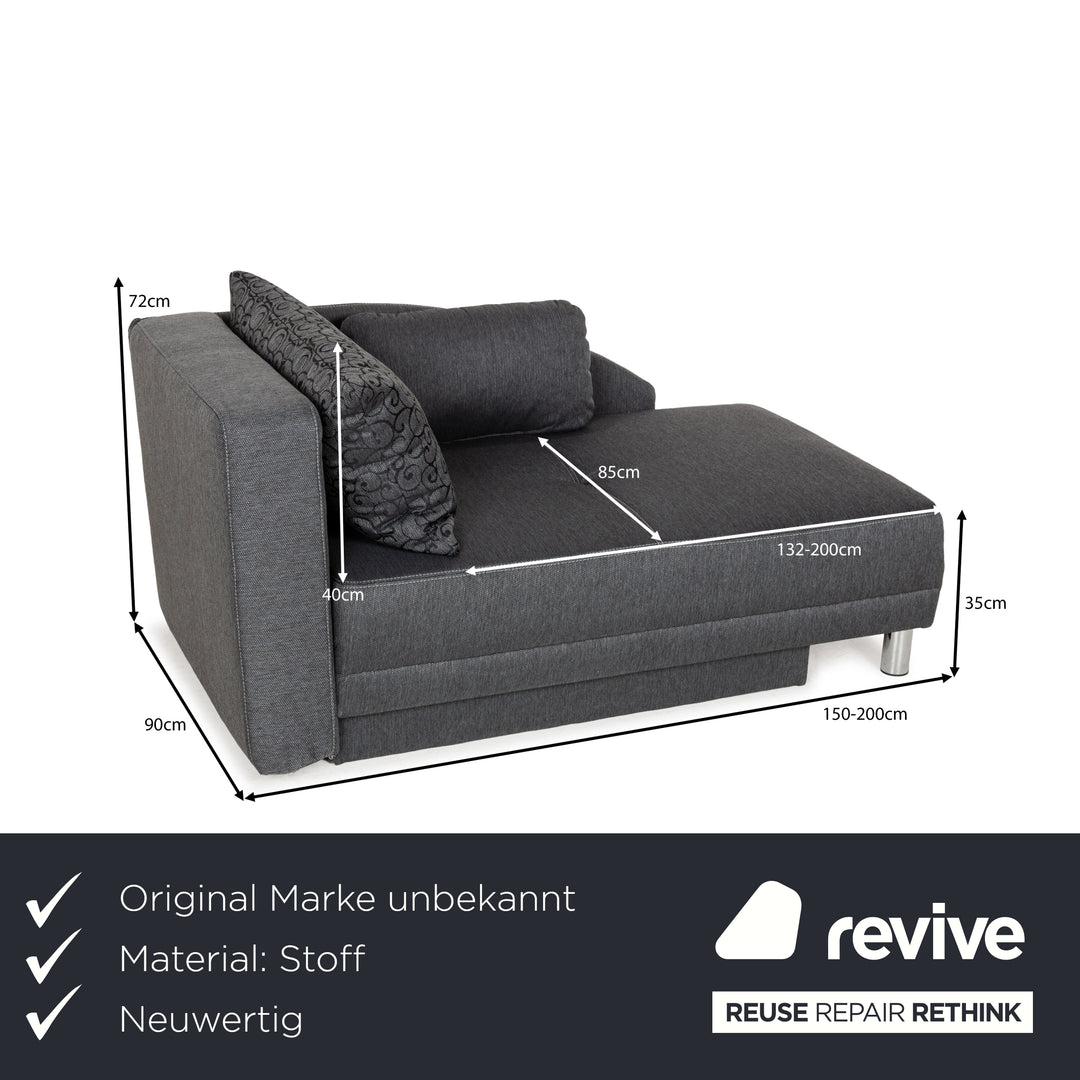 Fabric sofa bed lounger grey manual function sleeping function