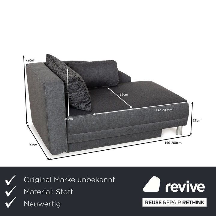 Fabric sofa bed lounger grey manual function sleeping function