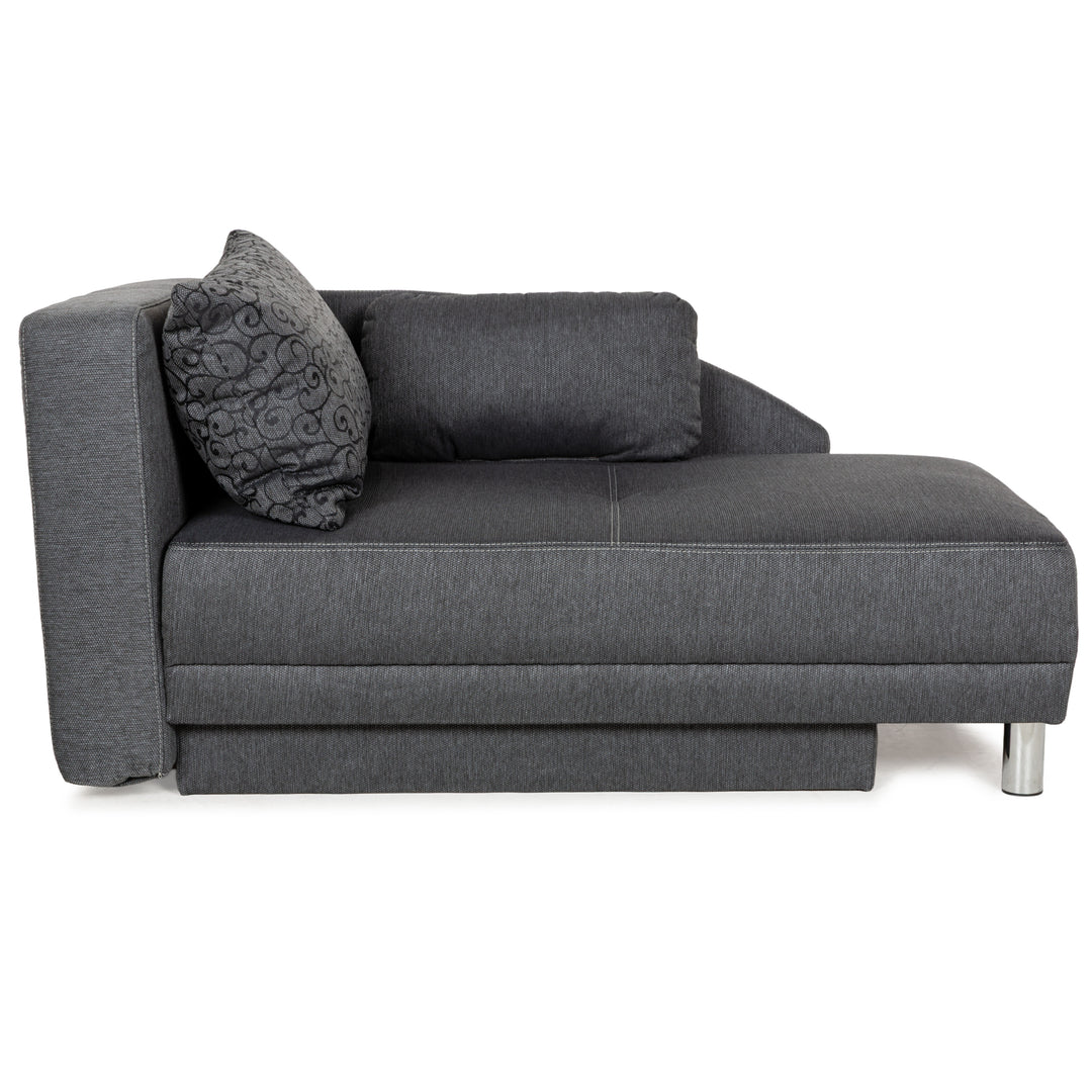 Fabric sofa bed lounger grey manual function sleeping function