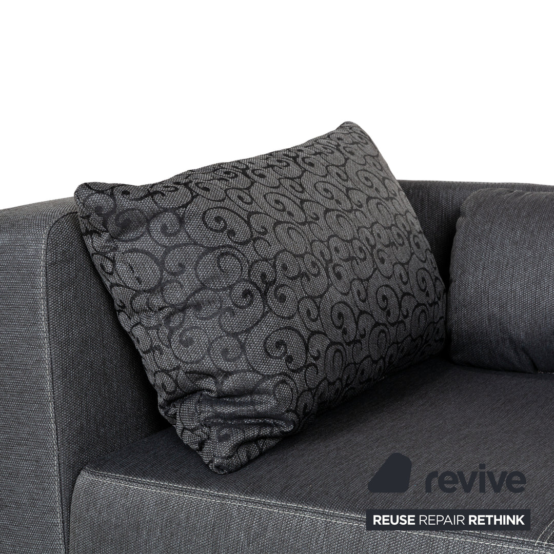 Fabric sofa bed lounger grey manual function sleeping function