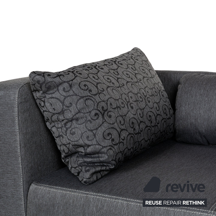 Fabric sofa bed lounger grey manual function sleeping function