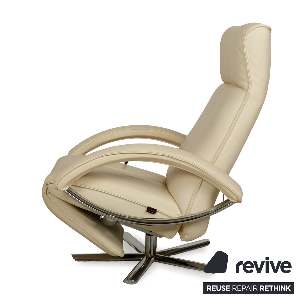 Strässle Aldo leather armchair cream beige manual function metal