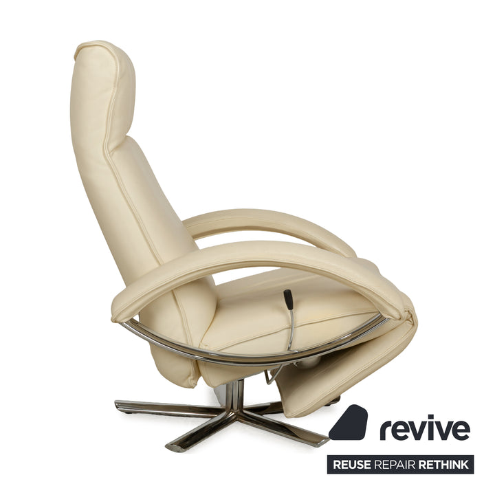 Strässle Aldo leather armchair cream beige manual function metal