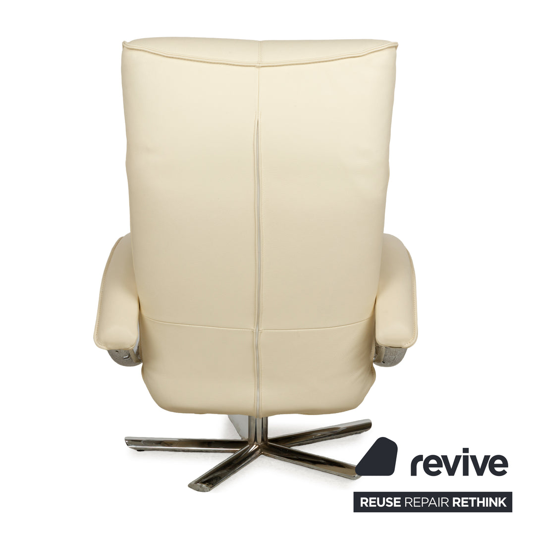Strässle Aldo leather armchair cream beige manual function metal