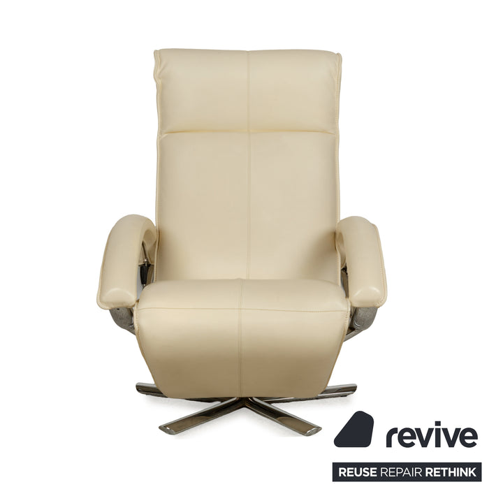 Strässle Aldo leather armchair cream beige manual function metal