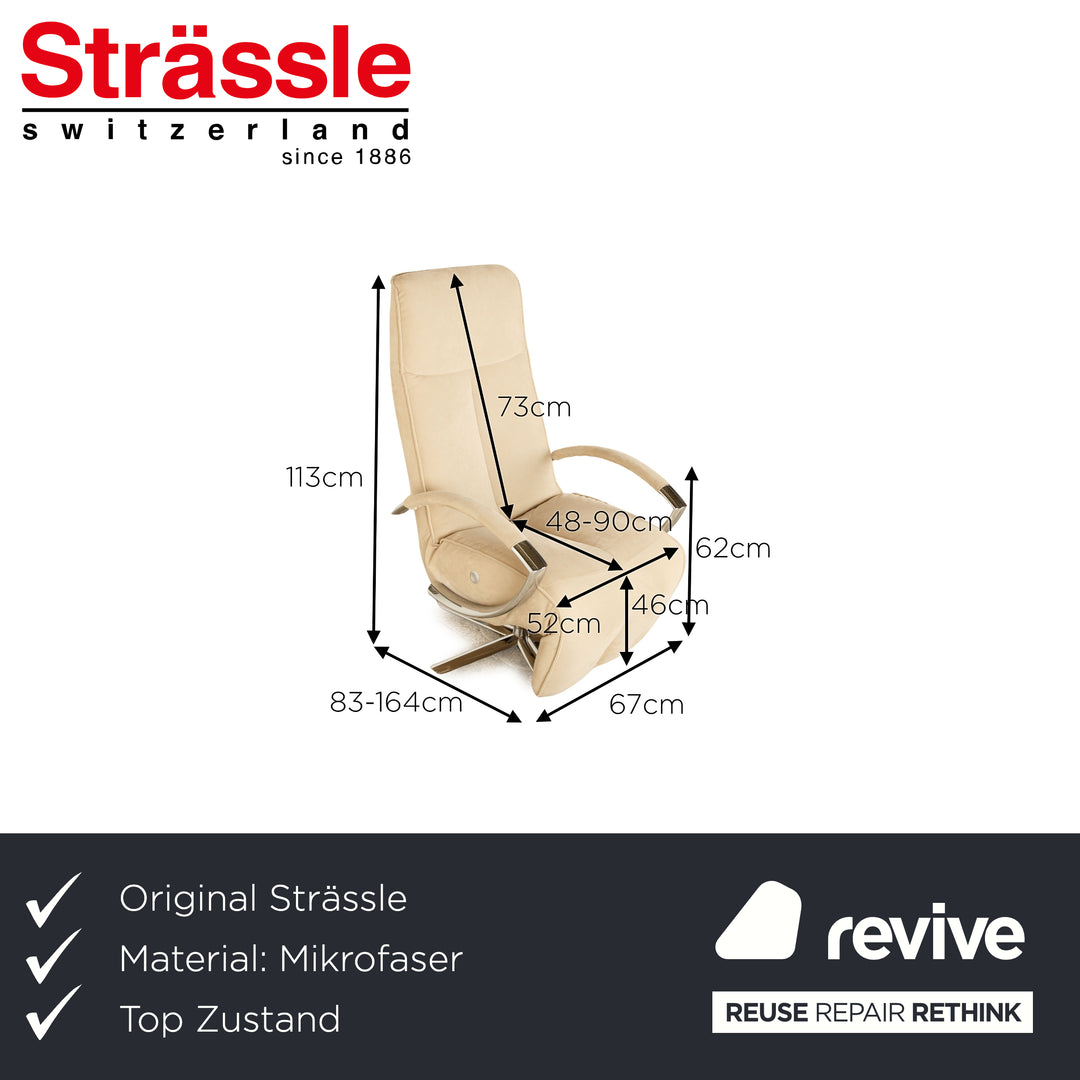 Strässle Carlo fabric armchair cream microfiber manual function relaxation chair