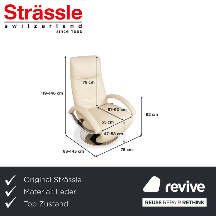 Strässle Leather Armchair Cream Electric Recliner Lift Assist