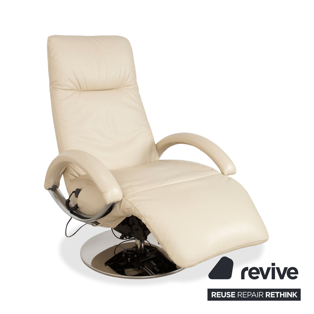 Strässle Leather Armchair Cream Electric Recliner Lift Assist