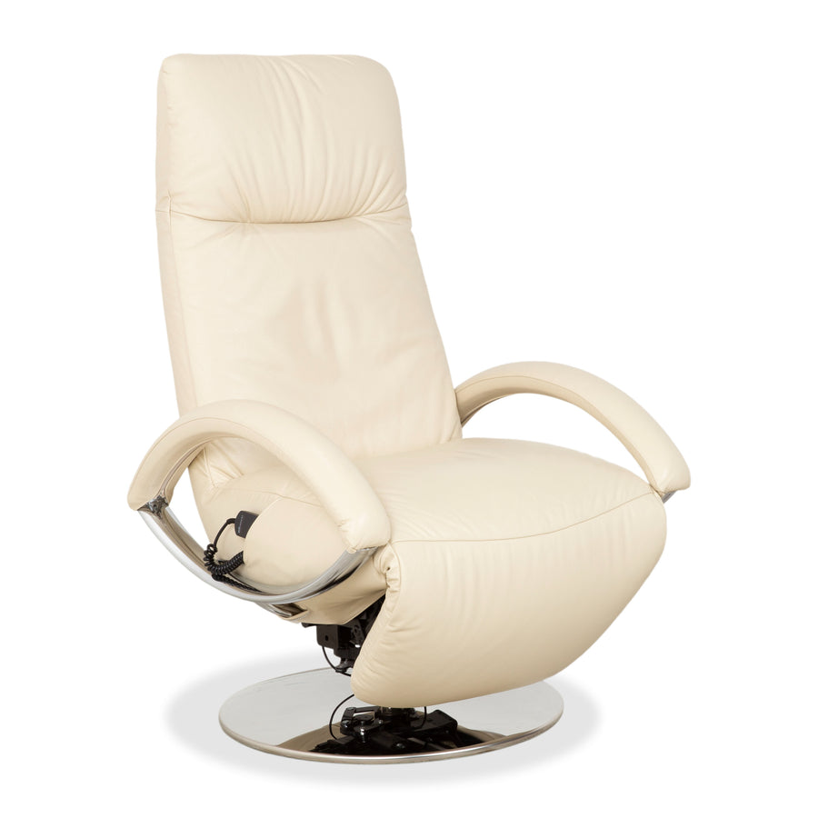 Strässle Leather Armchair Cream Electric Recliner Lift Assist