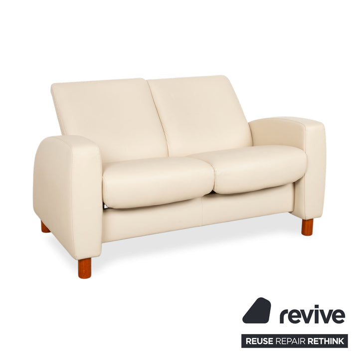 Stressles Arion Leder Zweisitzer Creme Sofa Couch manuelle Relaxfunktion