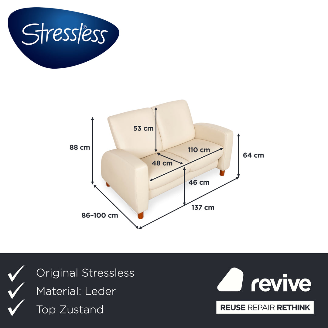 Stressles Arion Leder Zweisitzer Creme Sofa Couch manuelle Relaxfunktion