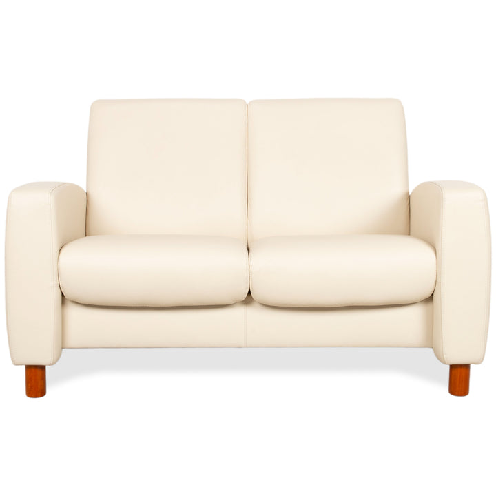 Stressles Arion Leder Zweisitzer Creme Sofa Couch manuelle Relaxfunktion