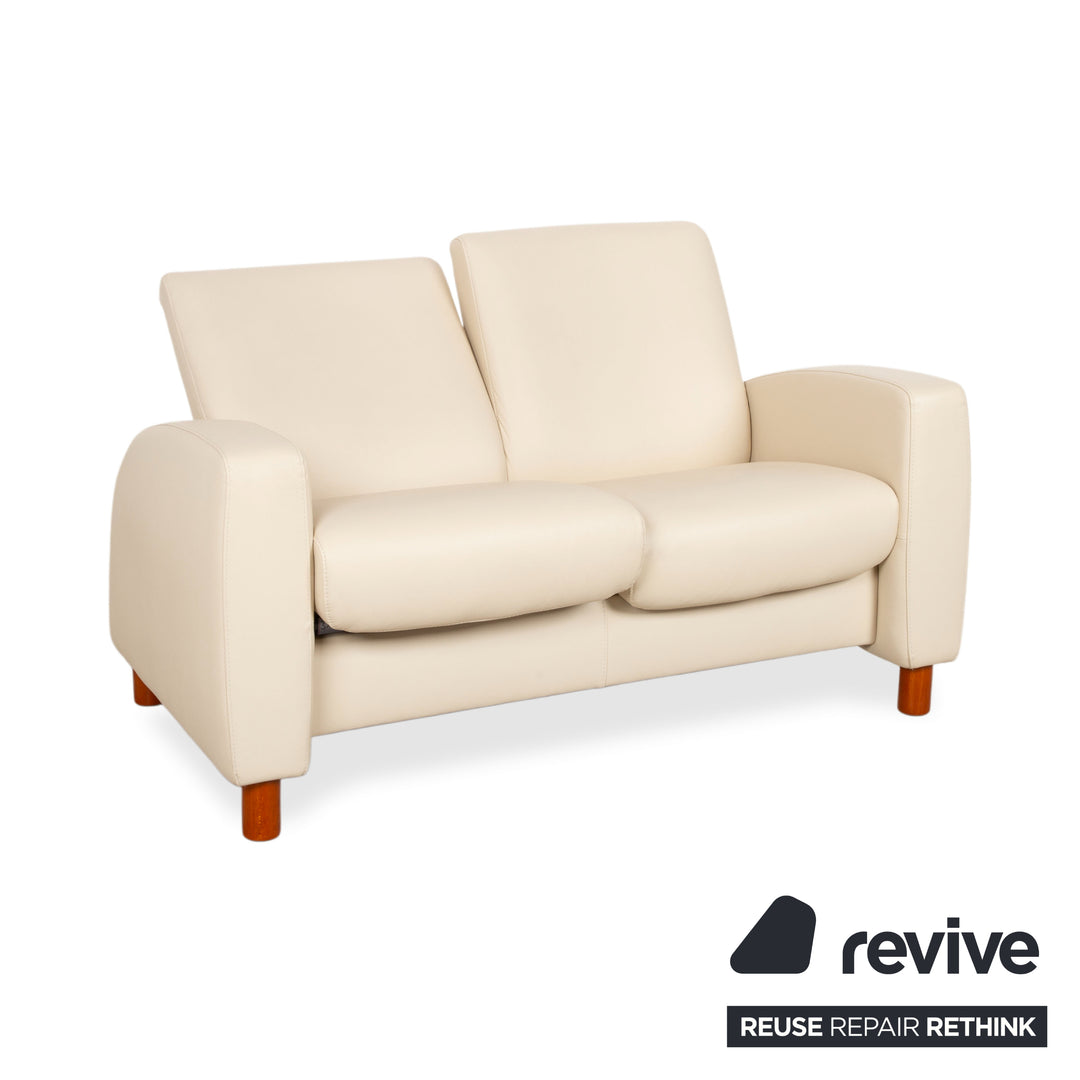 Stressles Arion Leder Zweisitzer Creme Sofa Couch manuelle Relaxfunktion