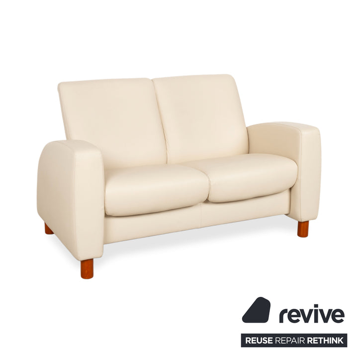 Stressles Arion Leder Zweisitzer Creme Sofa Couch manuelle Relaxfunktion