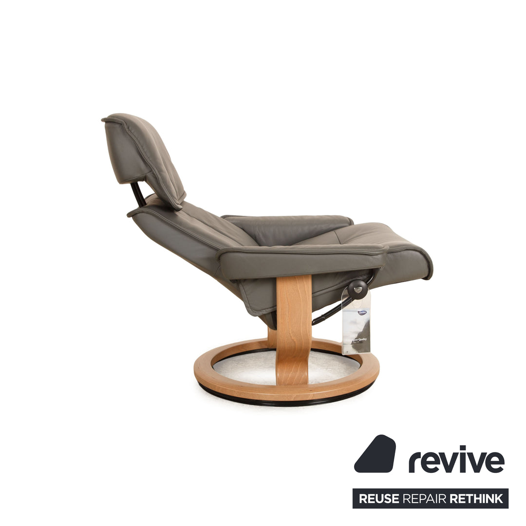 Stressless Admiral Leder Sessel Garnitur Größe L Grau inkl. Hocker Relaxsessel manuelle Funktion