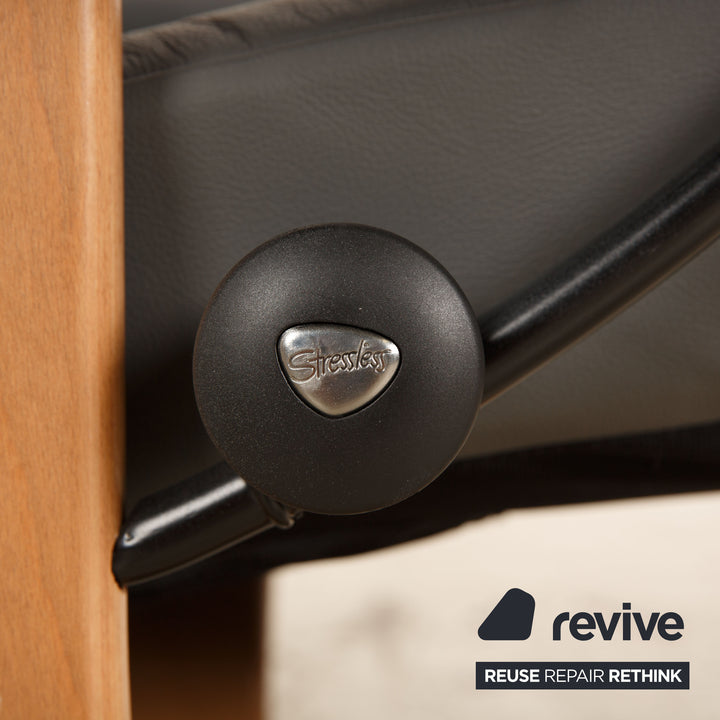 Stressless Admiral Leder Sessel Garnitur Größe L Grau inkl. Hocker Relaxsessel manuelle Funktion
