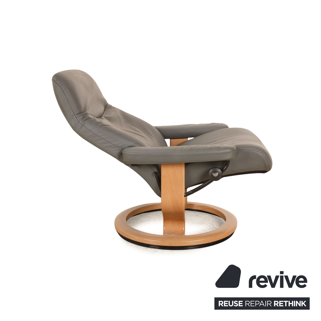 Stressless Admiral Leder Sessel Garnitur Größe L Grau inkl. Hocker Relaxsessel manuelle Funktion