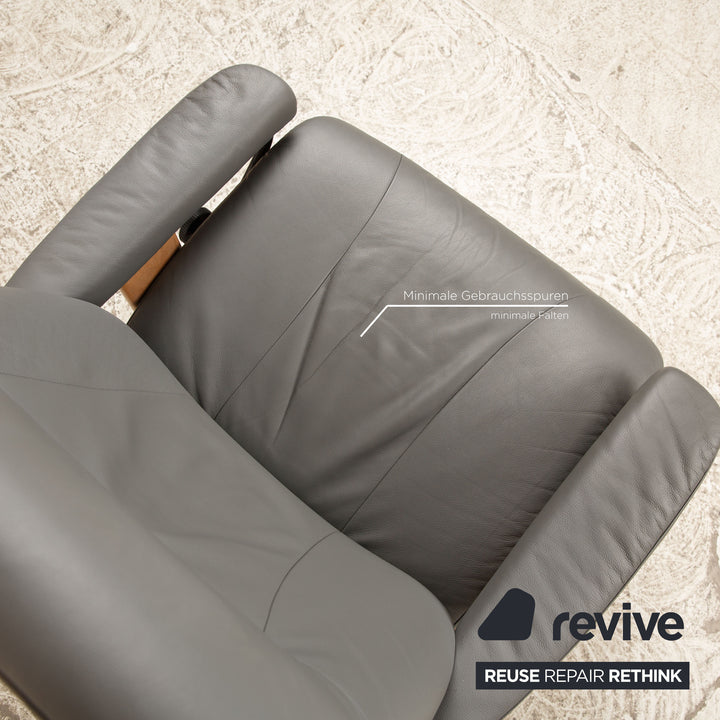 Stressless Admiral Leder Sessel Garnitur Größe L Grau inkl. Hocker Relaxsessel manuelle Funktion