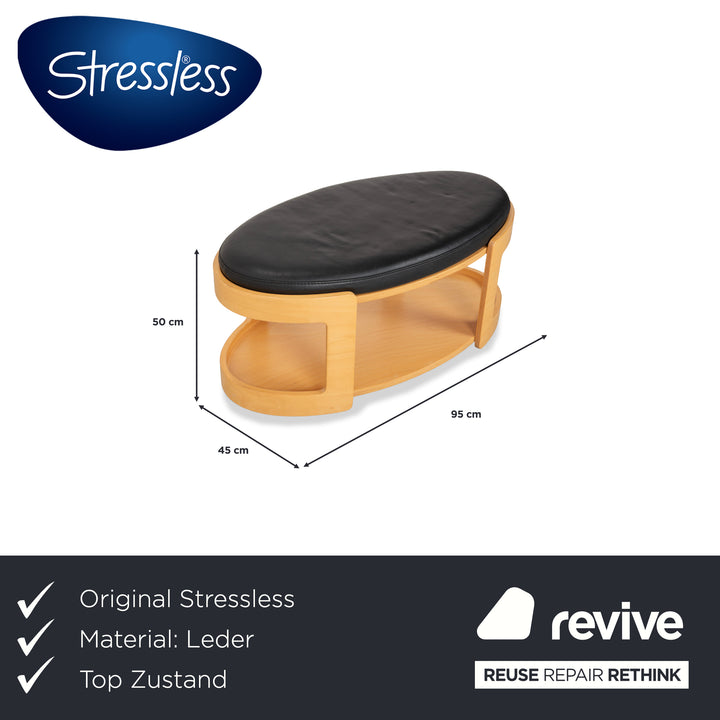 Stressless Arion Holz Leder Hocker Couchtisch Schwarz Rollen