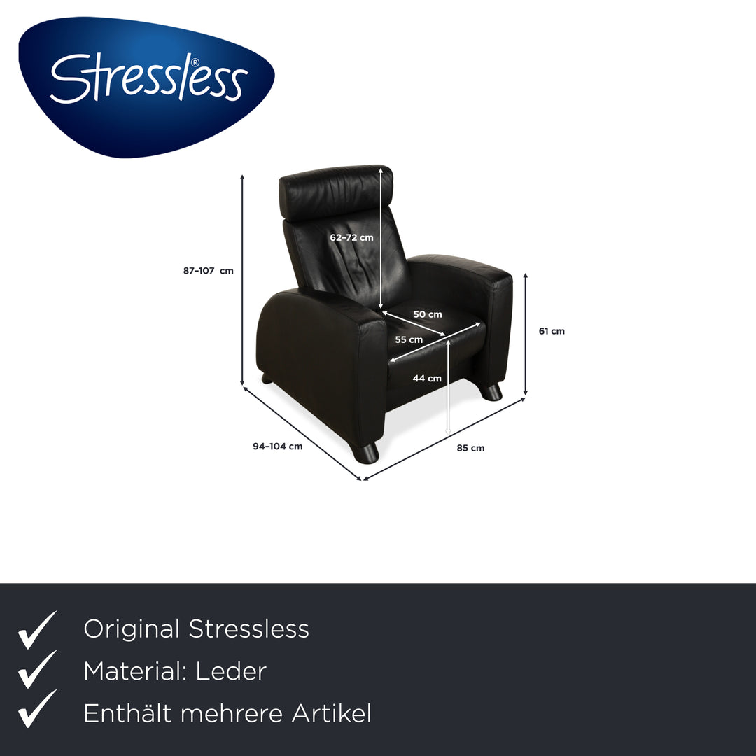 Fauteuil et repose-pieds en cuir noir Stressless Arion (x2) à commande manuelle