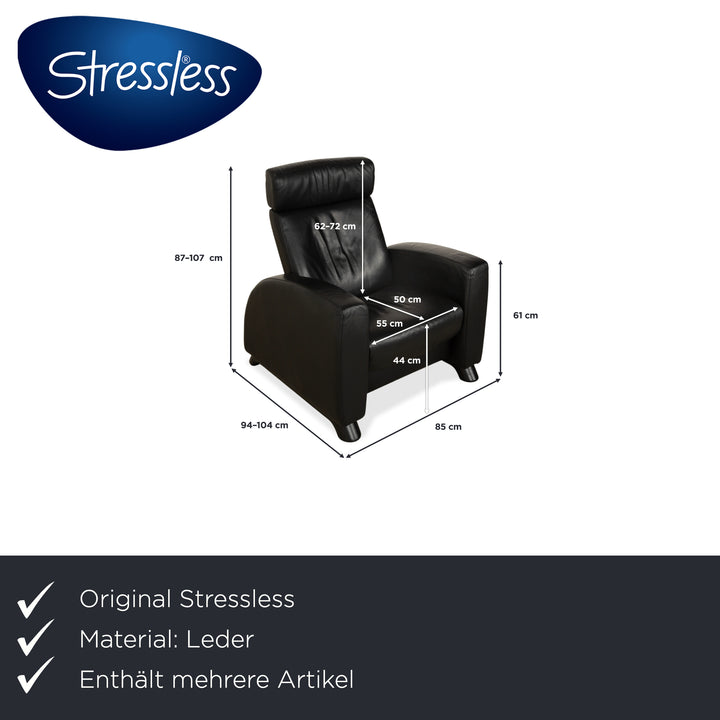 Fauteuil et repose-pieds en cuir noir Stressless Arion (x2) à commande manuelle