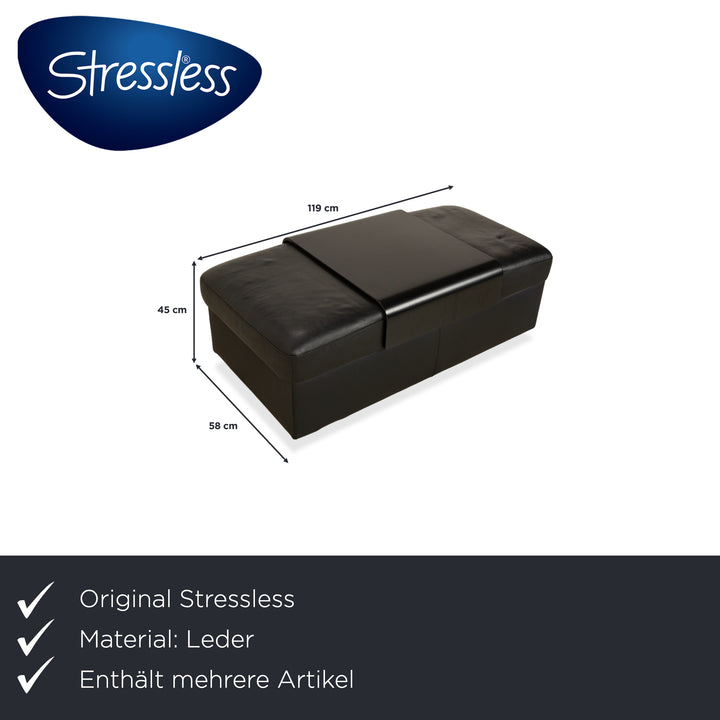 Fauteuil et repose-pieds en cuir noir Stressless Arion (x2) à commande manuelle