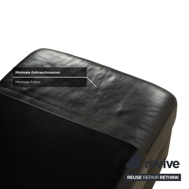 Fauteuil et repose-pieds en cuir noir Stressless Arion (x2) à commande manuelle