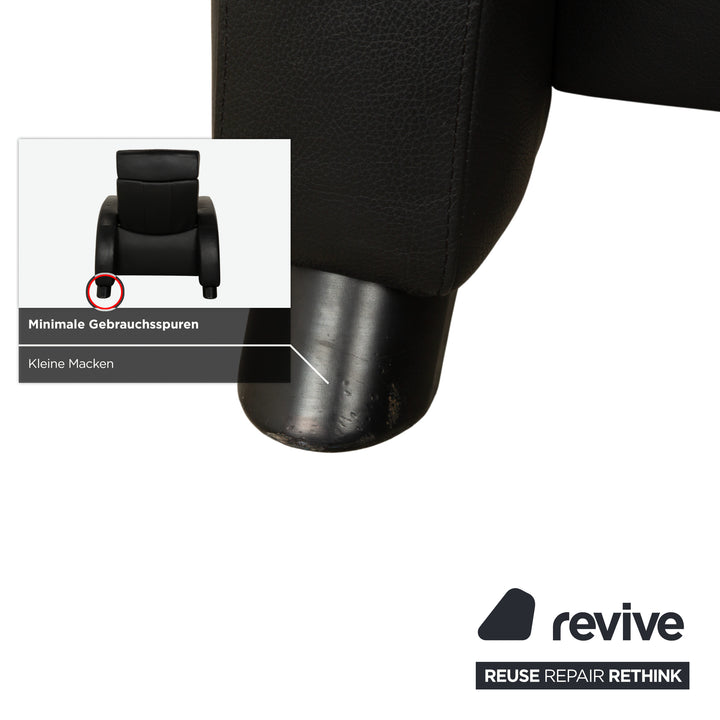 Fauteuil et repose-pieds en cuir noir Stressless Arion (x2) à commande manuelle