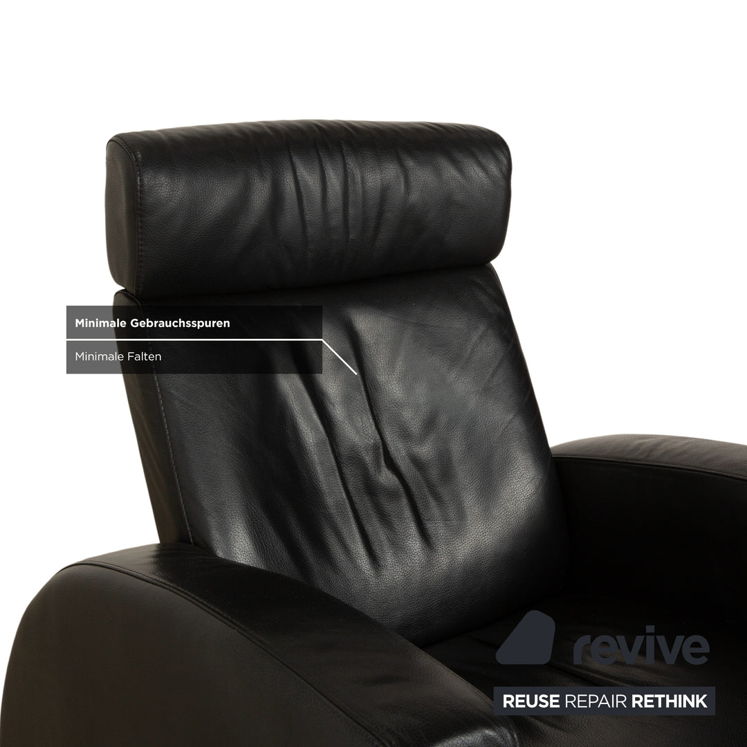 Fauteuil et repose-pieds en cuir noir Stressless Arion (x2) à commande manuelle
