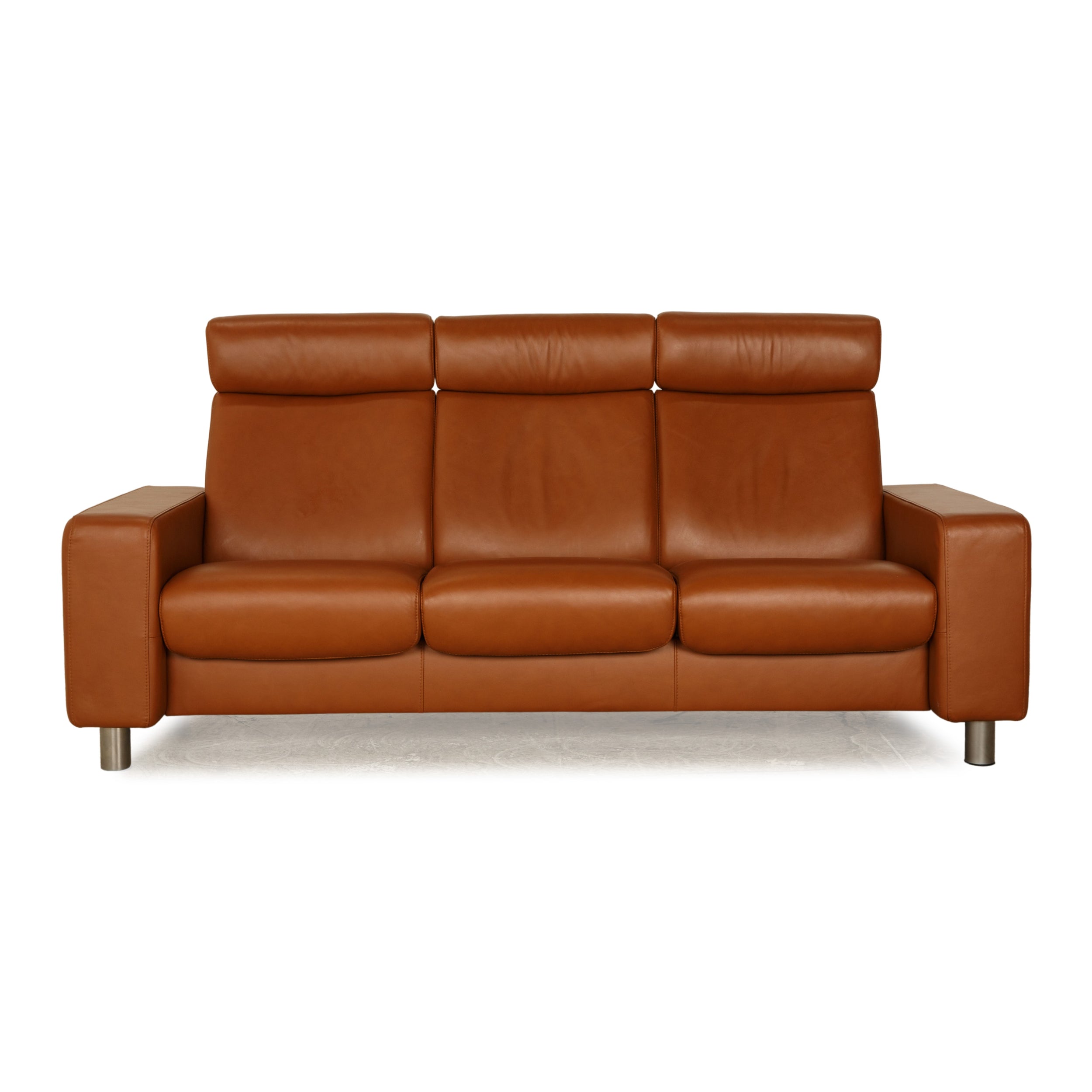 Stressless Arion Leather Three Seater Brown Manual Function Sofa Couch