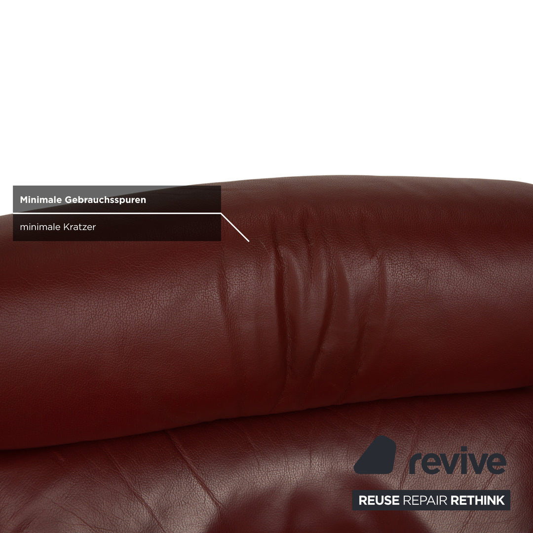 Stressless Arion Leather Three-Seater Red Dark Red Sofa Couch Manual Function