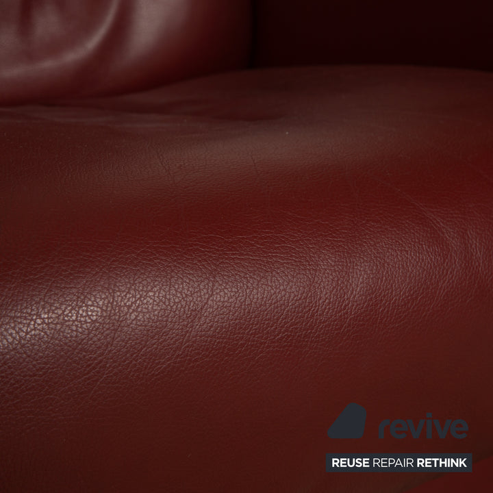 Stressless Arion Leather Three-Seater Red Dark Red Sofa Couch Manual Function