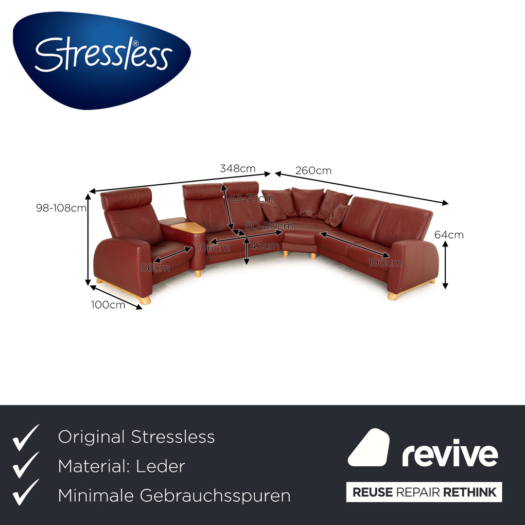 Stressless Arion Leder Ecksofa Dunkelrot manuelle Funktion Sofa Couch