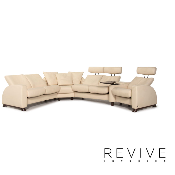 Stressless Arion leather set cream 1x corner sofa 1x coffee table 2x stool 1x side table relaxation function function
