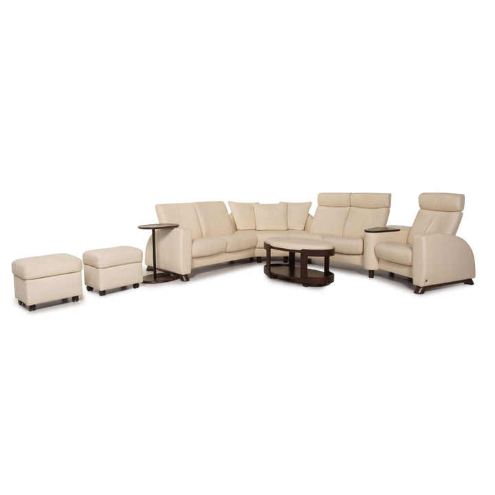 Stressless Arion leather set cream 1x corner sofa 1x coffee table 2x stool 1x side table relaxation function function