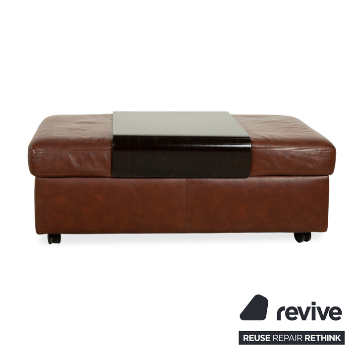 Stressless Arion Leder Holz Hocker Braun Rollen