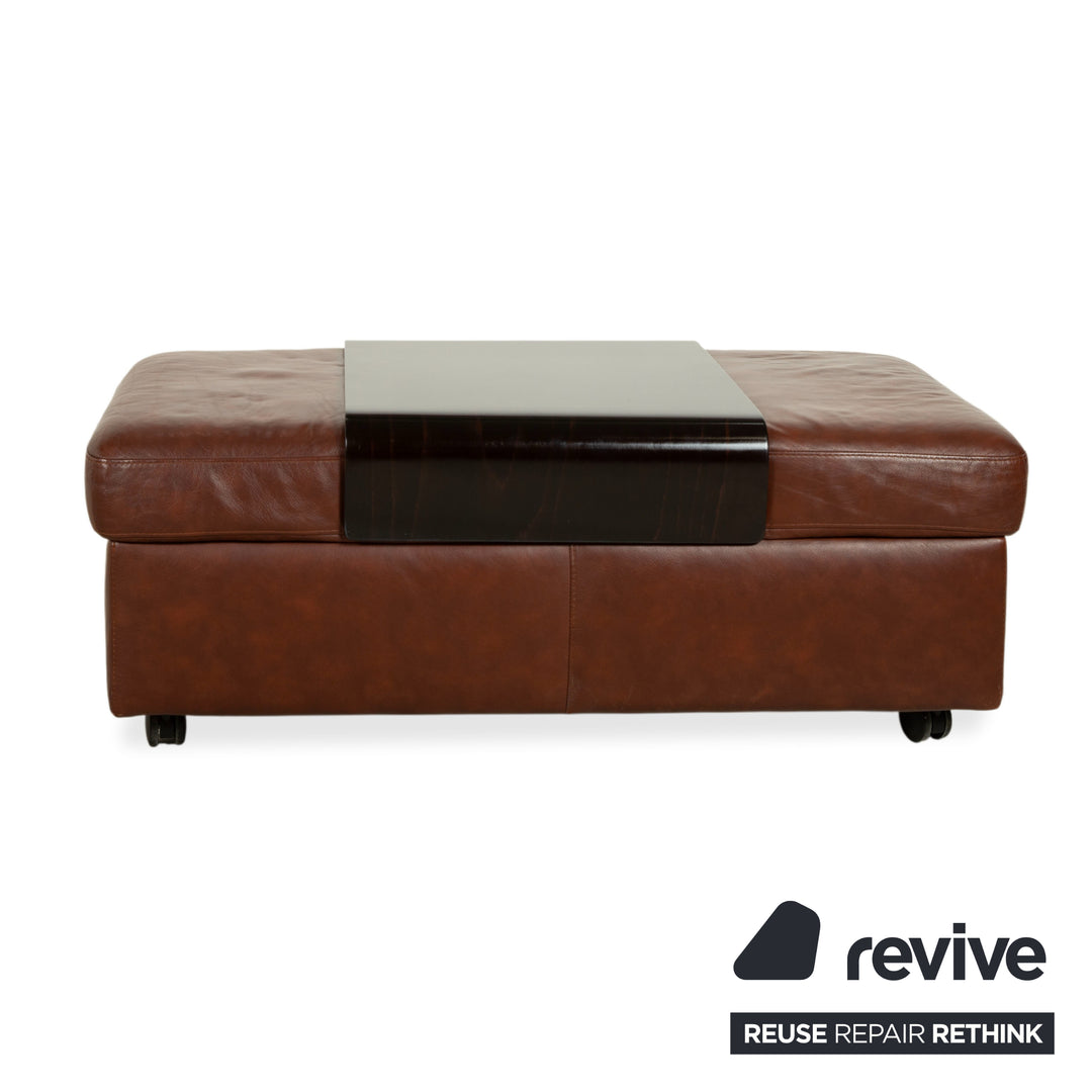Stressless Arion Leder Holz Hocker Braun Rollen