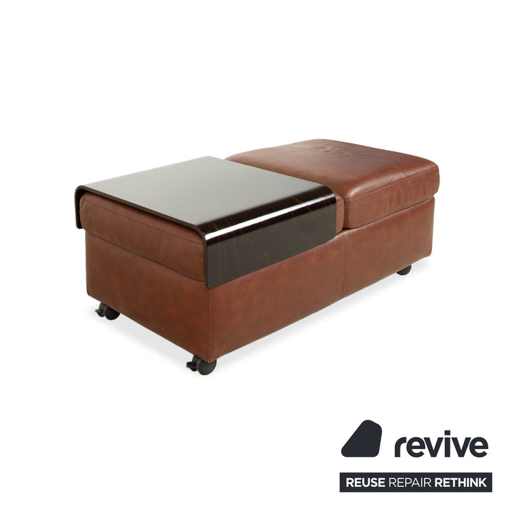 Stressless Arion Leder Holz Hocker Braun Rollen