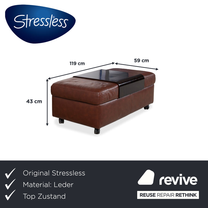 Stressless Arion Leder Holz Hocker Braun Rollen