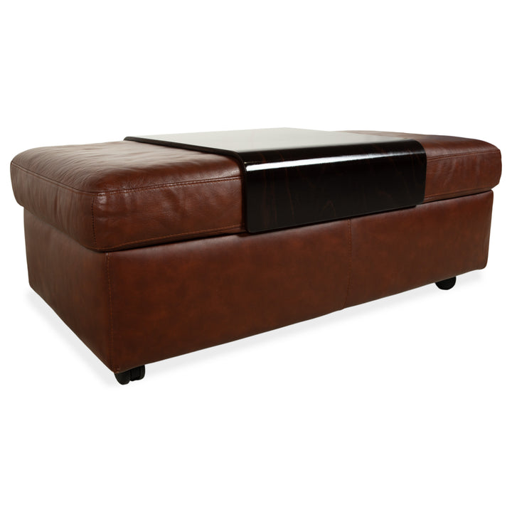 Stressless Arion Leder Holz Hocker Braun Rollen