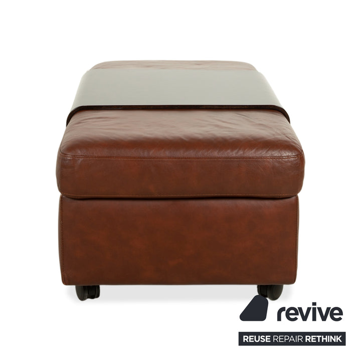Stressless Arion Leder Holz Hocker Braun Rollen