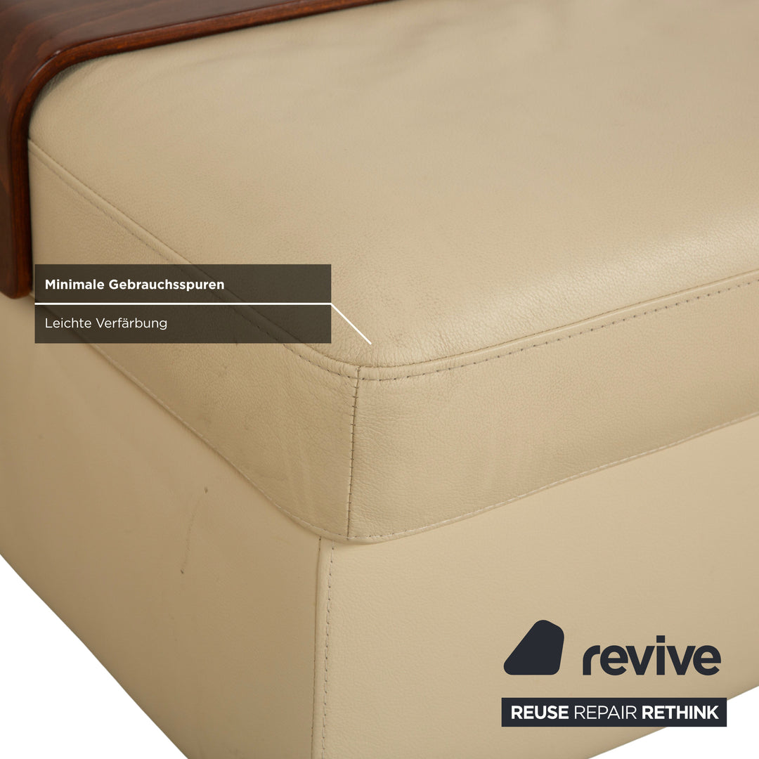 Stressless Arion Leder Hocker Ottoman Creme manuelle Funktion Staufach Rollen