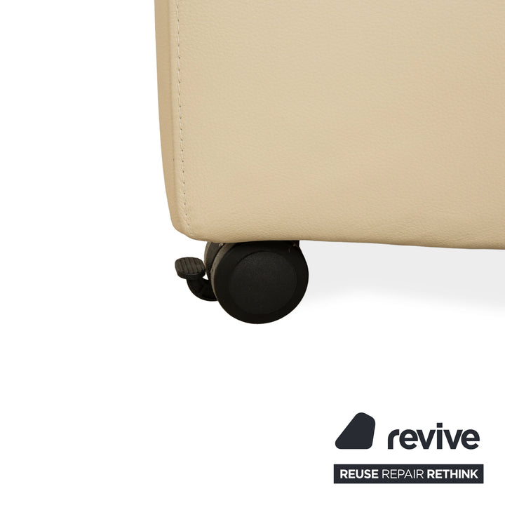 Stressless Arion Leder Hocker Ottoman Creme manuelle Funktion Staufach Rollen