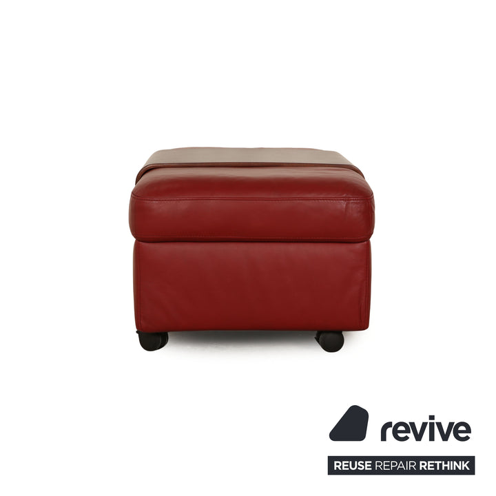 Stressless Arion Leather Stool Red manual function storage compartment