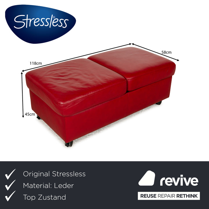 Stressless Arion Leder Hocker Rot manuelle Funktion Staufach