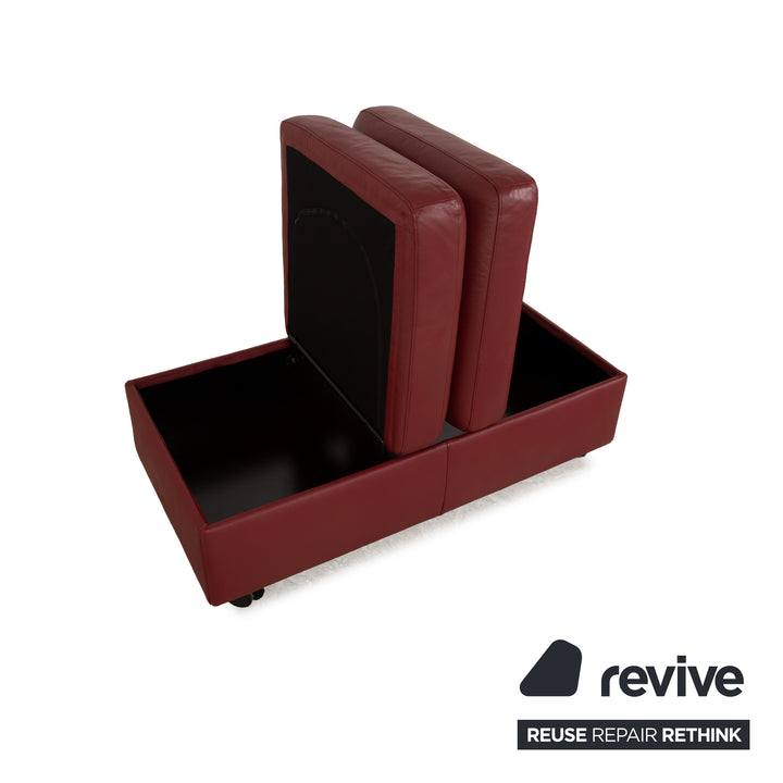 Stressless Arion Leather Stool Red Wheels Storage Compartment Manual Function