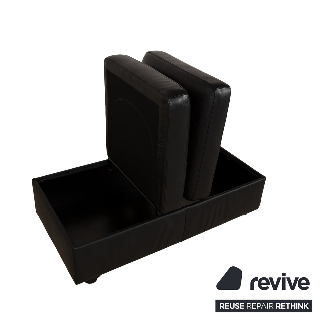 Stressless Arion Leather Stool Black Manual Function Wheels Storage Compartment