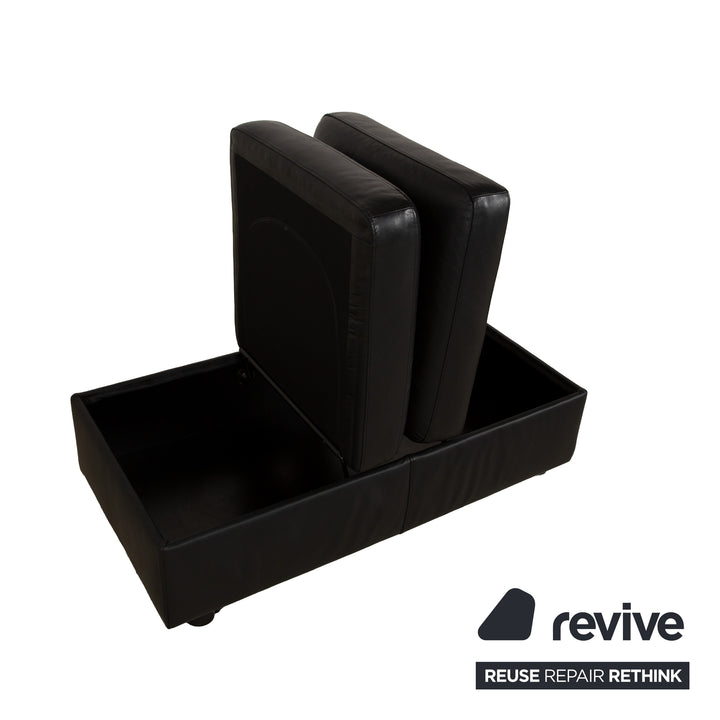 Stressless Arion Leather Stool Black Manual Function Wheels Storage Compartment